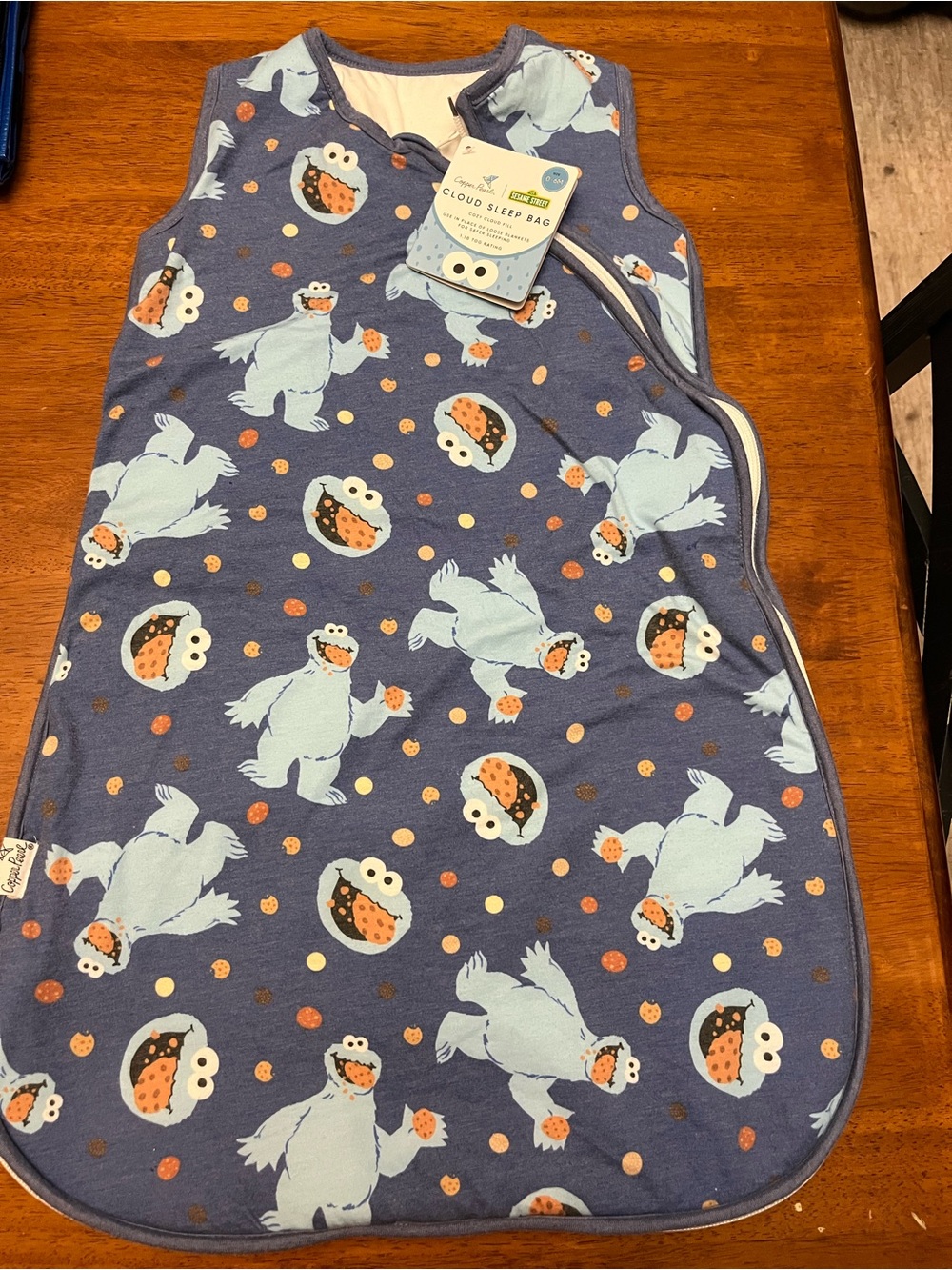 Copper Pearl Blue Cookie Monster Print Sleep Sack